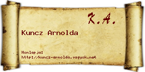 Kuncz Arnolda névjegykártya